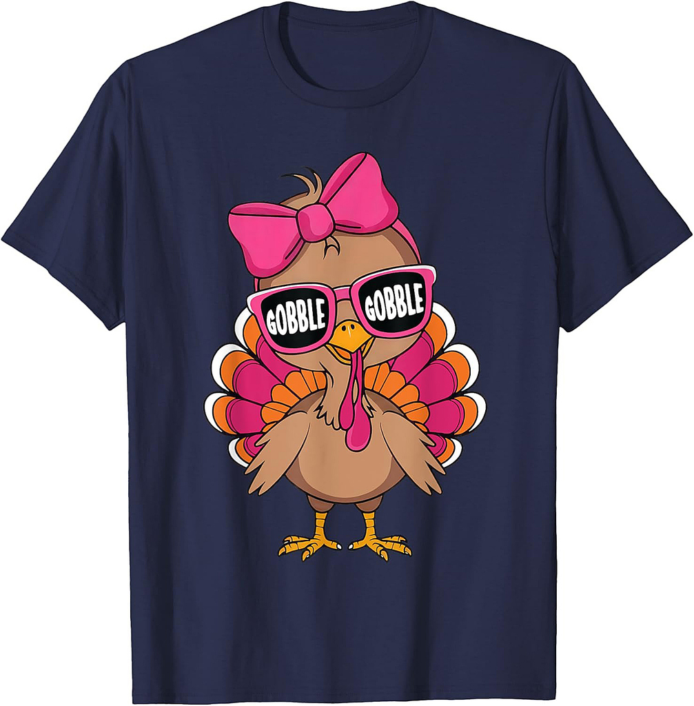 Gobble Turkey Day Happy Thanksgiving Toddlers Girls T-Shirt
