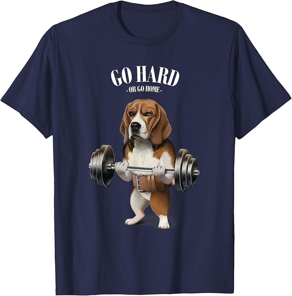 Beagle Dog Weightlifting in Fitness Gym T-Shirt