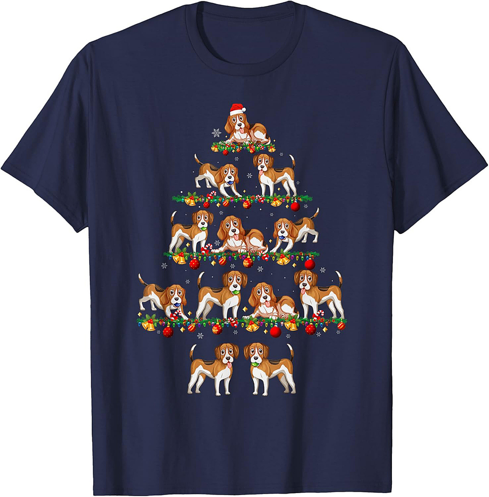 Family Pajama Sets Christmas Matching Beagle Dog Xmas Tree T-Shirt for Men Women
