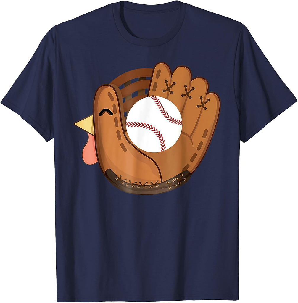 Turkey Baseball Glove Catchers Matching Thanksgiving Day T-Shirt