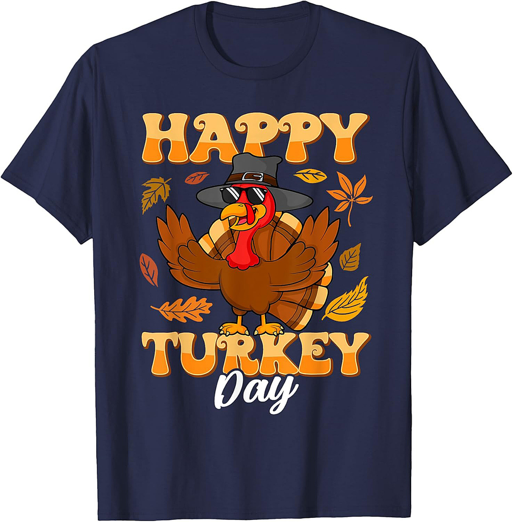 Happy Turkey Day Funny Thanksgiving Fall Autumn Women Men T-Shirt