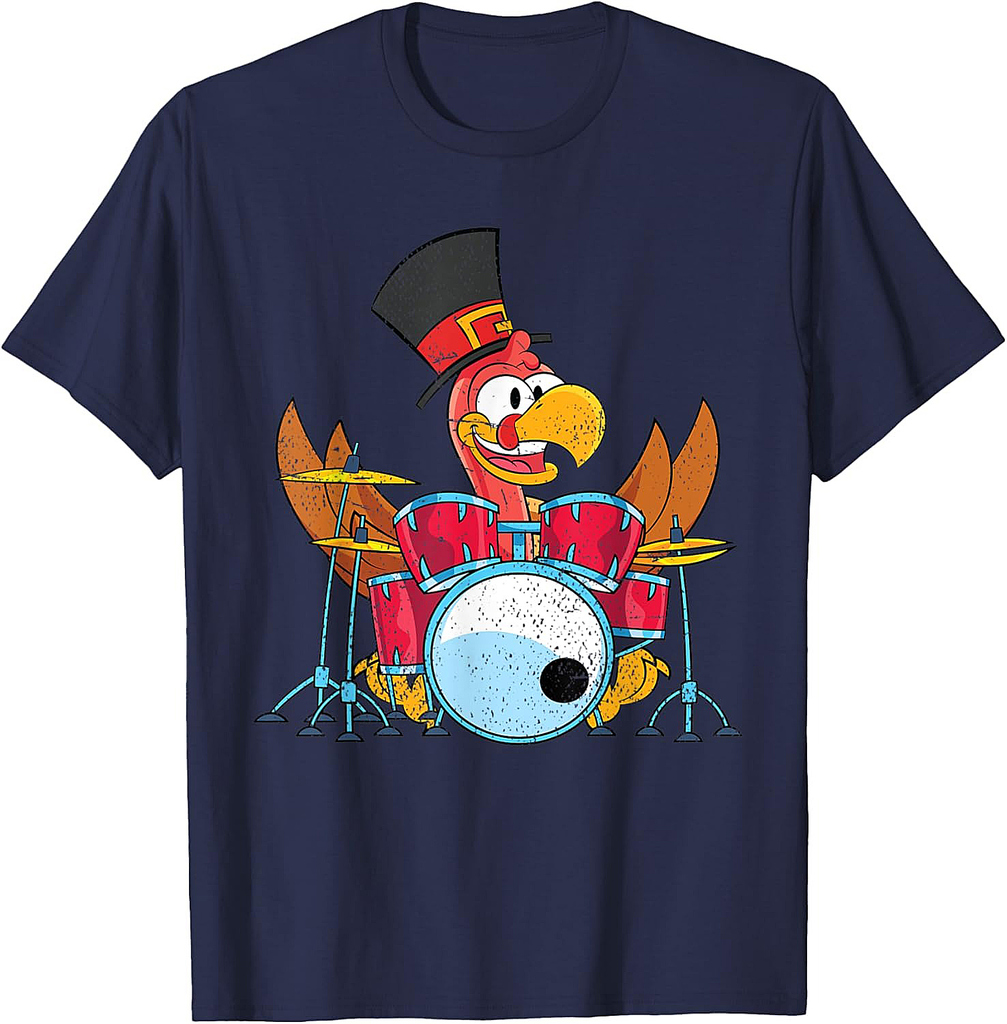 Funny Drums Musician Thanksgiving Drummer Turkey T-Shirt