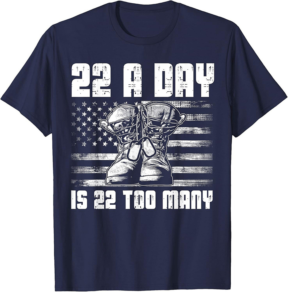 22 A Day Is 22 Too Many Veteran Lives Matter USA Flag T-Shirt