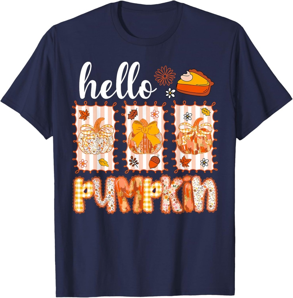 Hello Fall Pumpkin Bow Coquette Tis The Season Thanksgiving T-Shirt