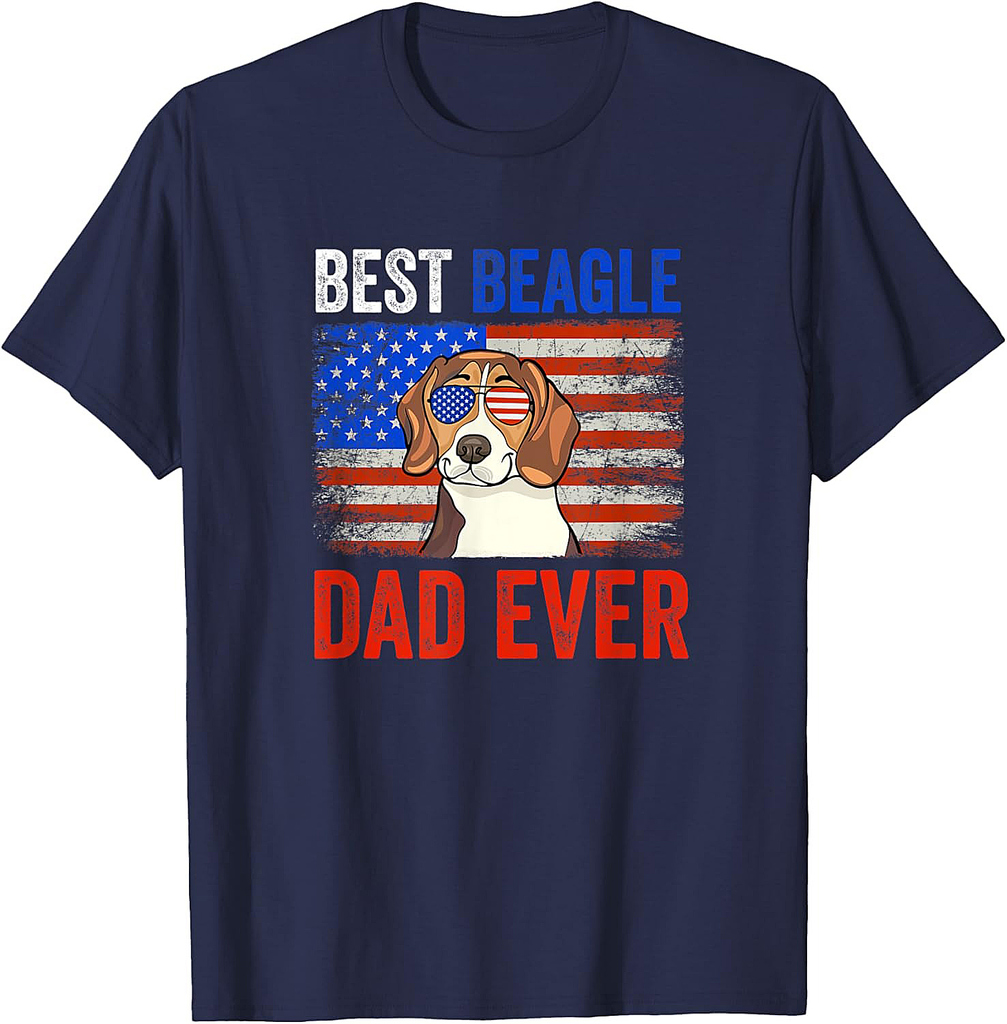Best Beagle Dad Ever American Flag Fathers Day T-Shirt for Women Men