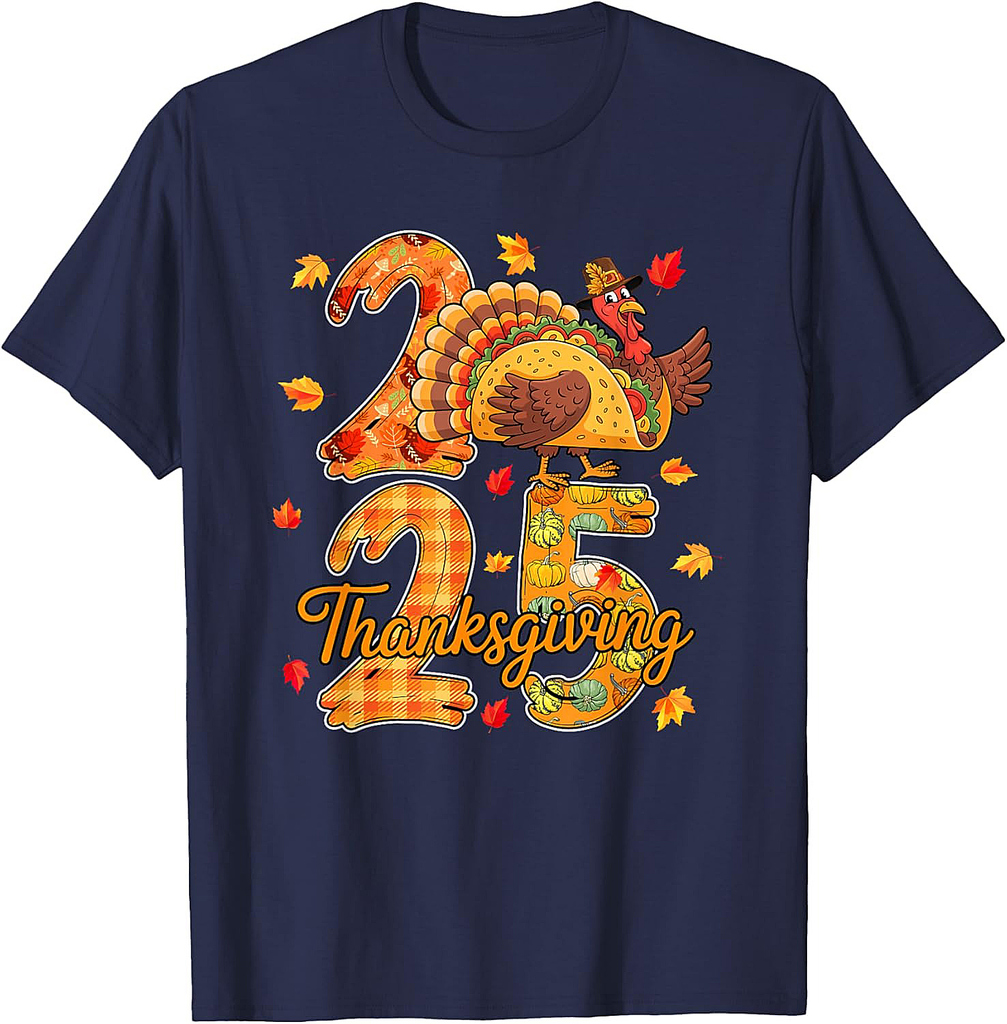 Thanksgiving 2025 Cute Turkey As Taco Food Lover Autumn T-Shirt