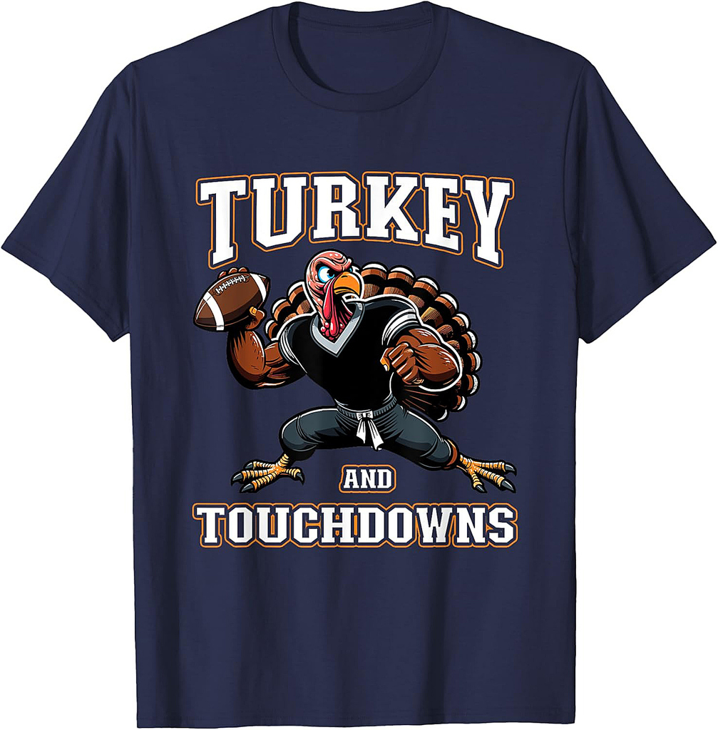 Thanksgiving Design for Men Turkey and Touchdowns Youth Men T-Shirt
