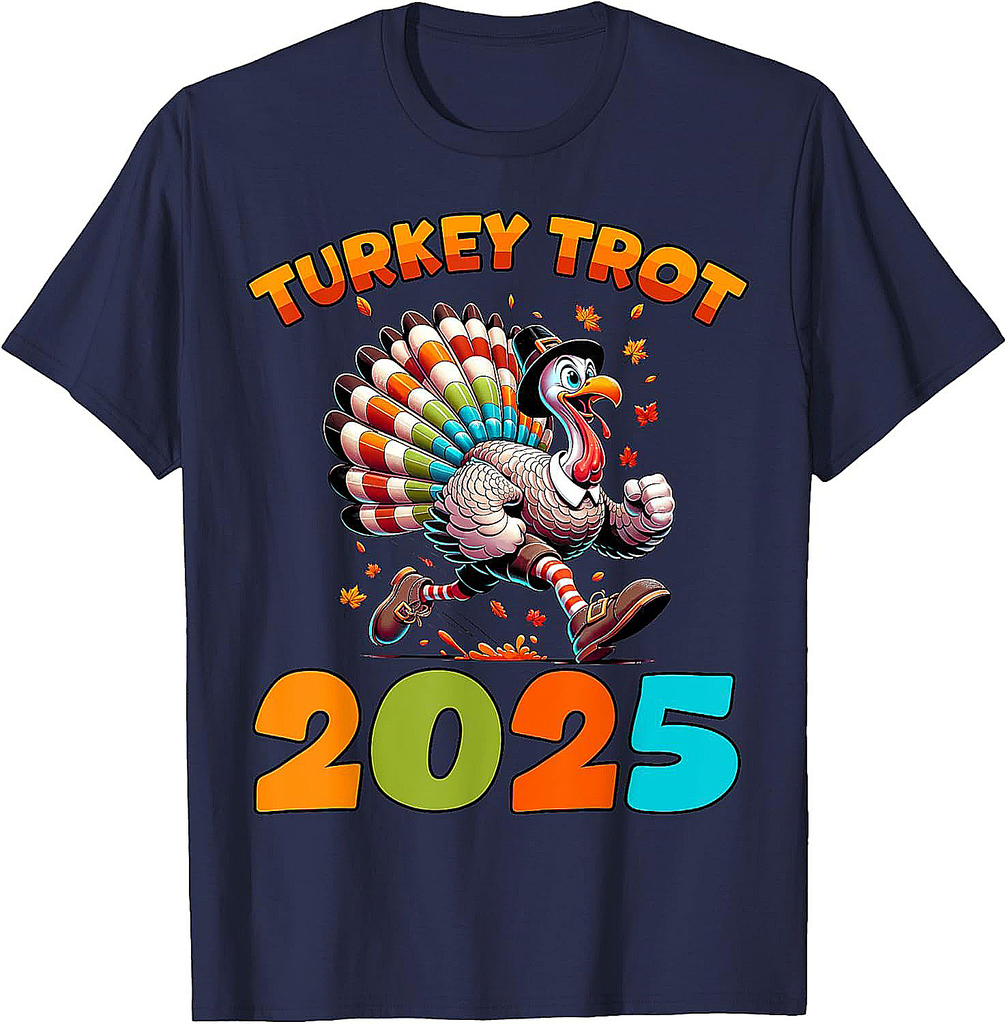 Running Turkey Trot Thanksgiving 2025 for Boys Girls T-Shirt