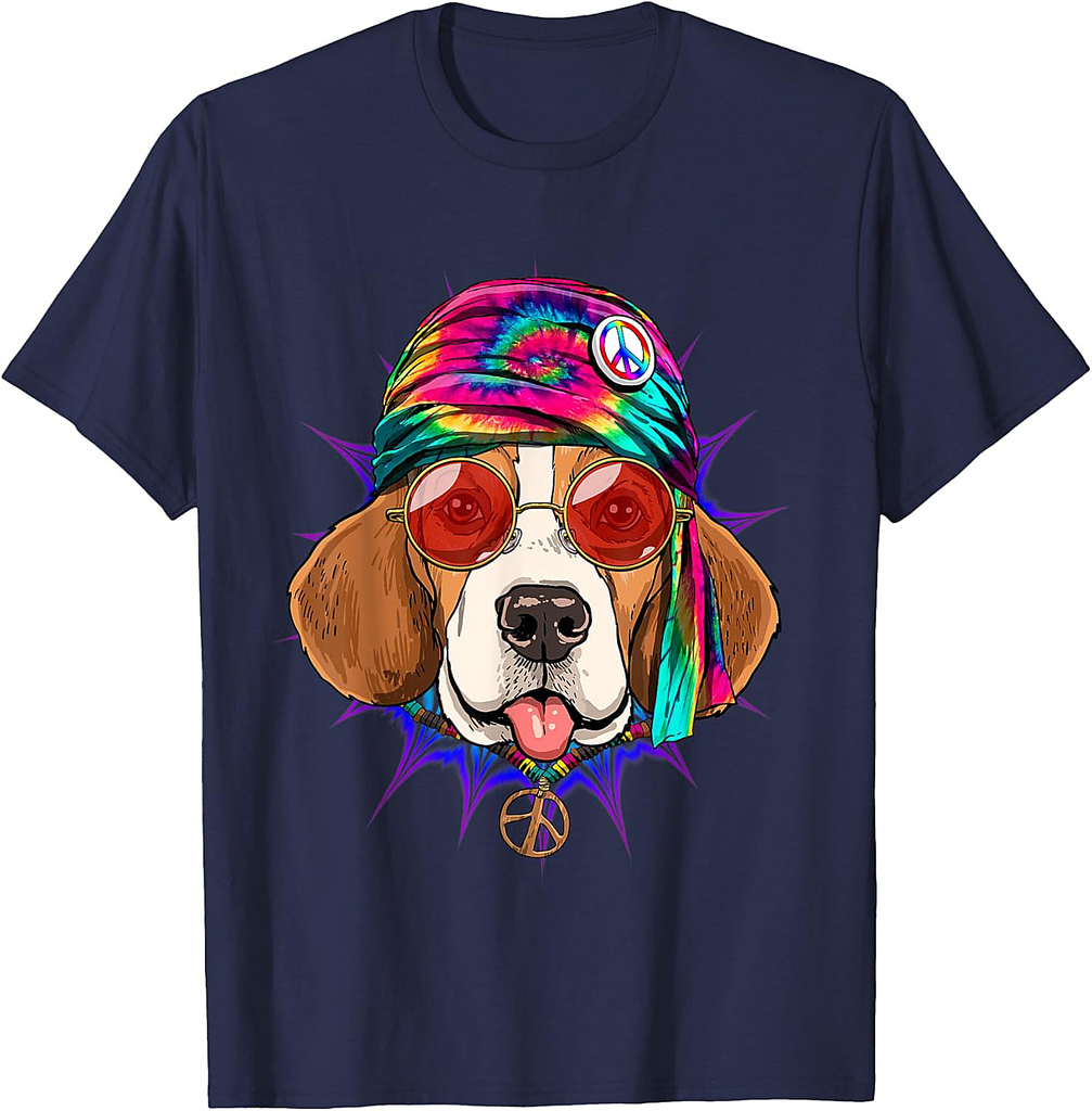 Tie Dye Hippie Beagle Hippiness Peace Love Dog Men Women T-Shirt