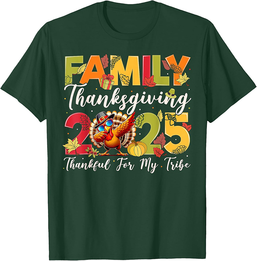 Family Thanksgiving 2025 Crew Dabbing Turkey Group Matching T-Shirt