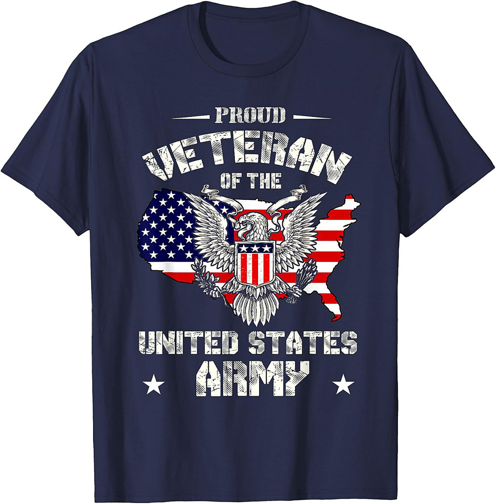 Proud Veteran of the US Army USA Flag Soldier Veteran T-Shirt
