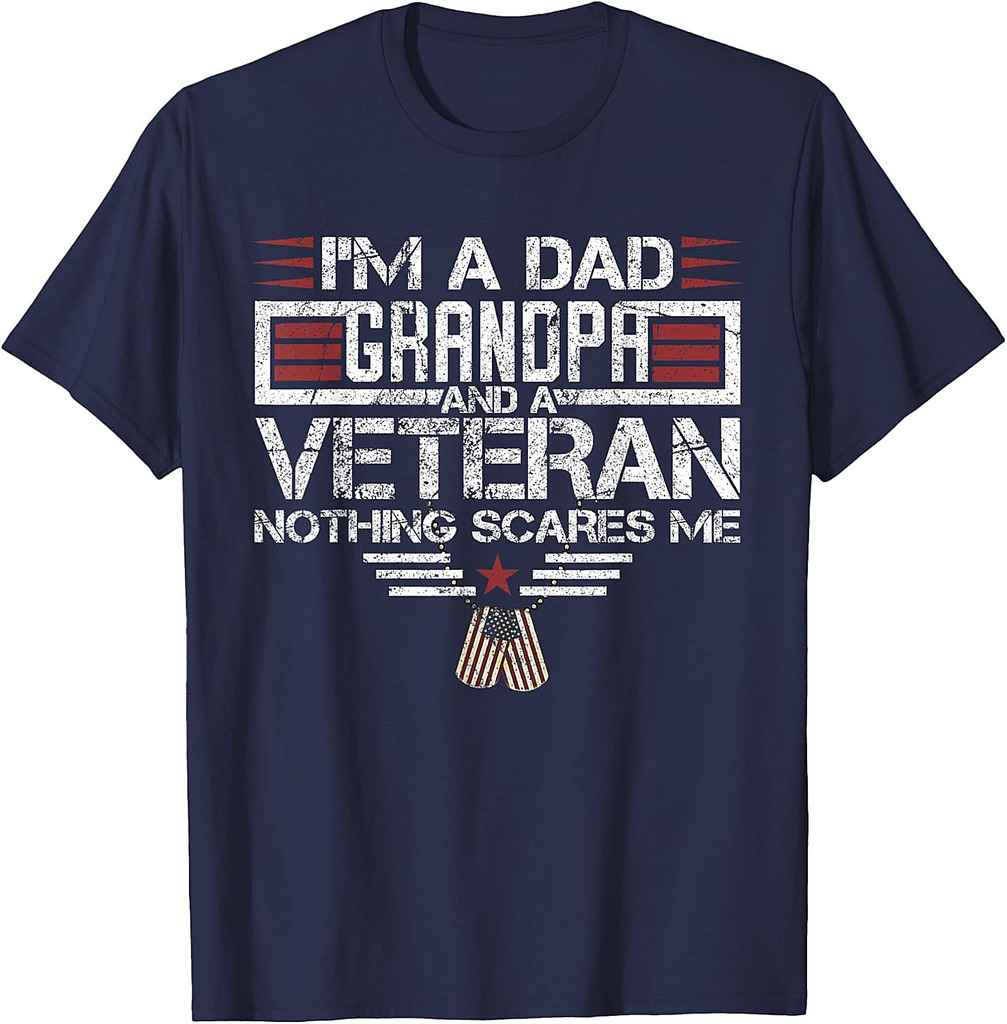 I'm A Dad Grandpa And Veteran Funny Retro Papa Grandpa Gifts T-Shirt