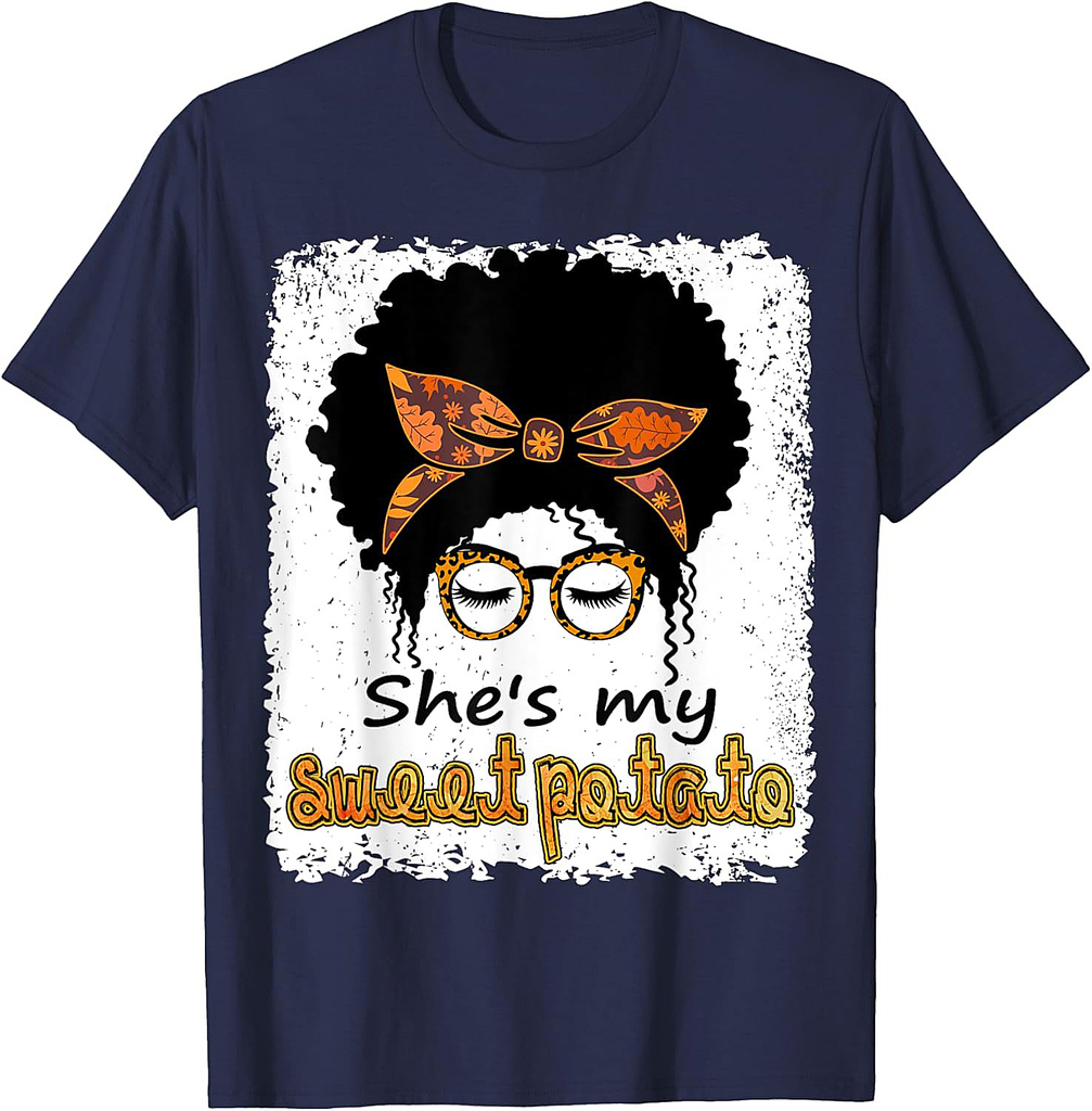 She's My Sweet Potato Thanksgiving Afro-American Leopard T-Shirt