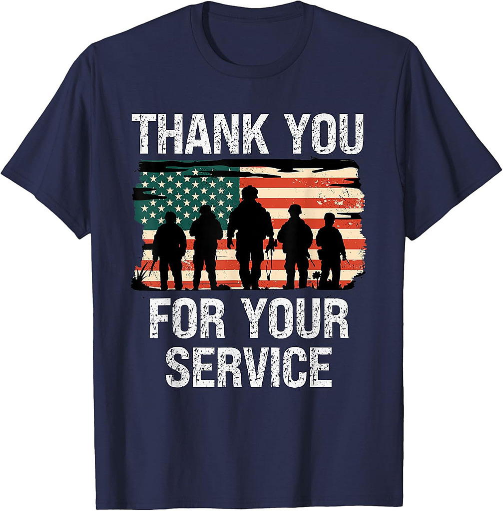 USA Flag Thank You for Your Service Memorial Veterans Day T-Shirt