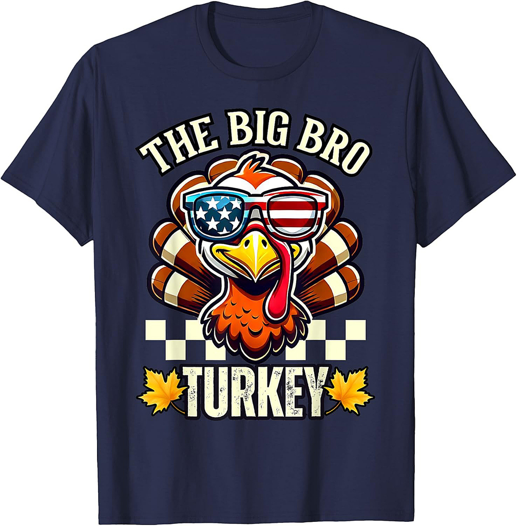Big Bro Turkey Party kid matching family Group thanksgiving T-Shirt