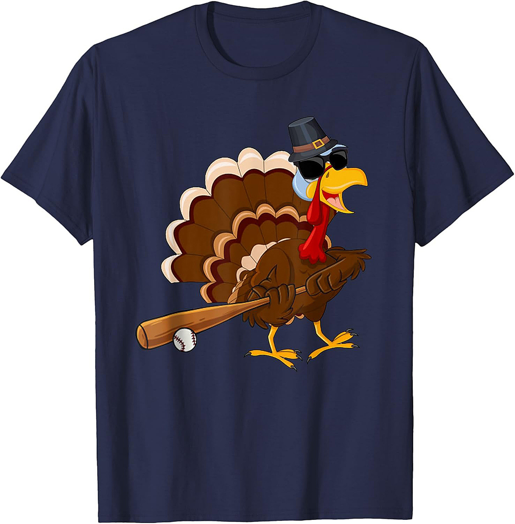 Turkey Baseball Thanksgiving T-Shirt