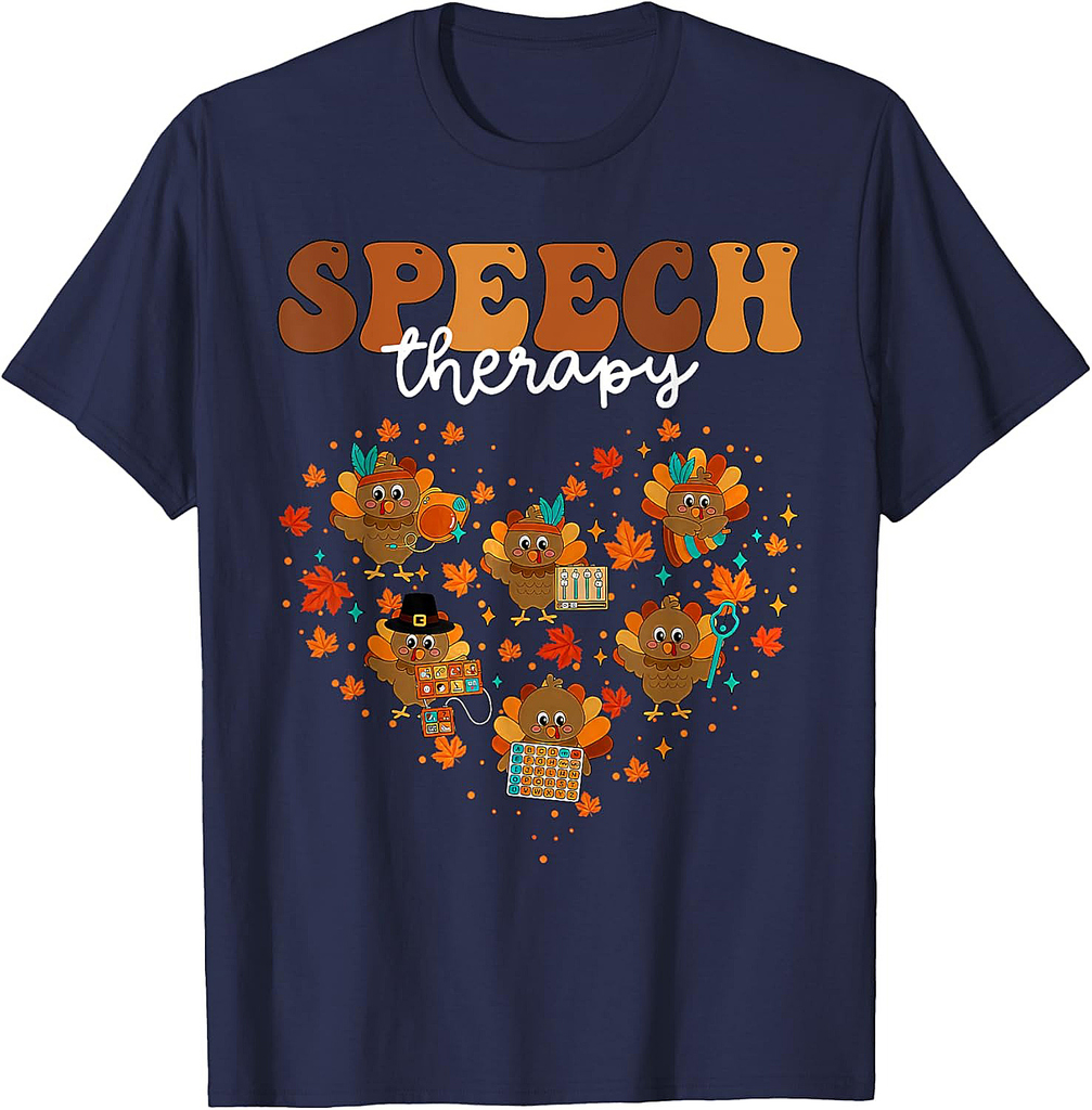Speech Therapy Turkey Heart SLP Therapist Fall Thanksgiving T-Shirt