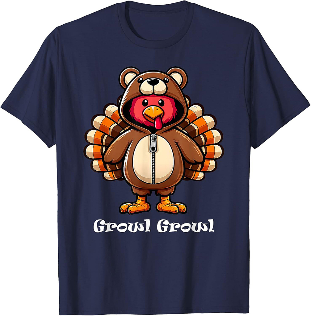 Turkey Costume Bear Funny Thanksgiving Turkey Women Men T-Shirt