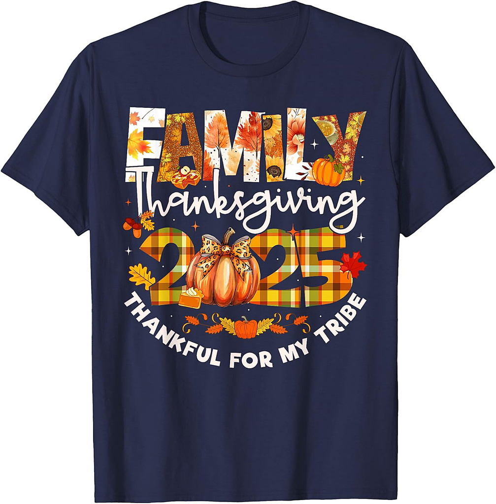 Family Thanksgiving 2025 Thankful for My Tribe Pumpkin T-Shirt