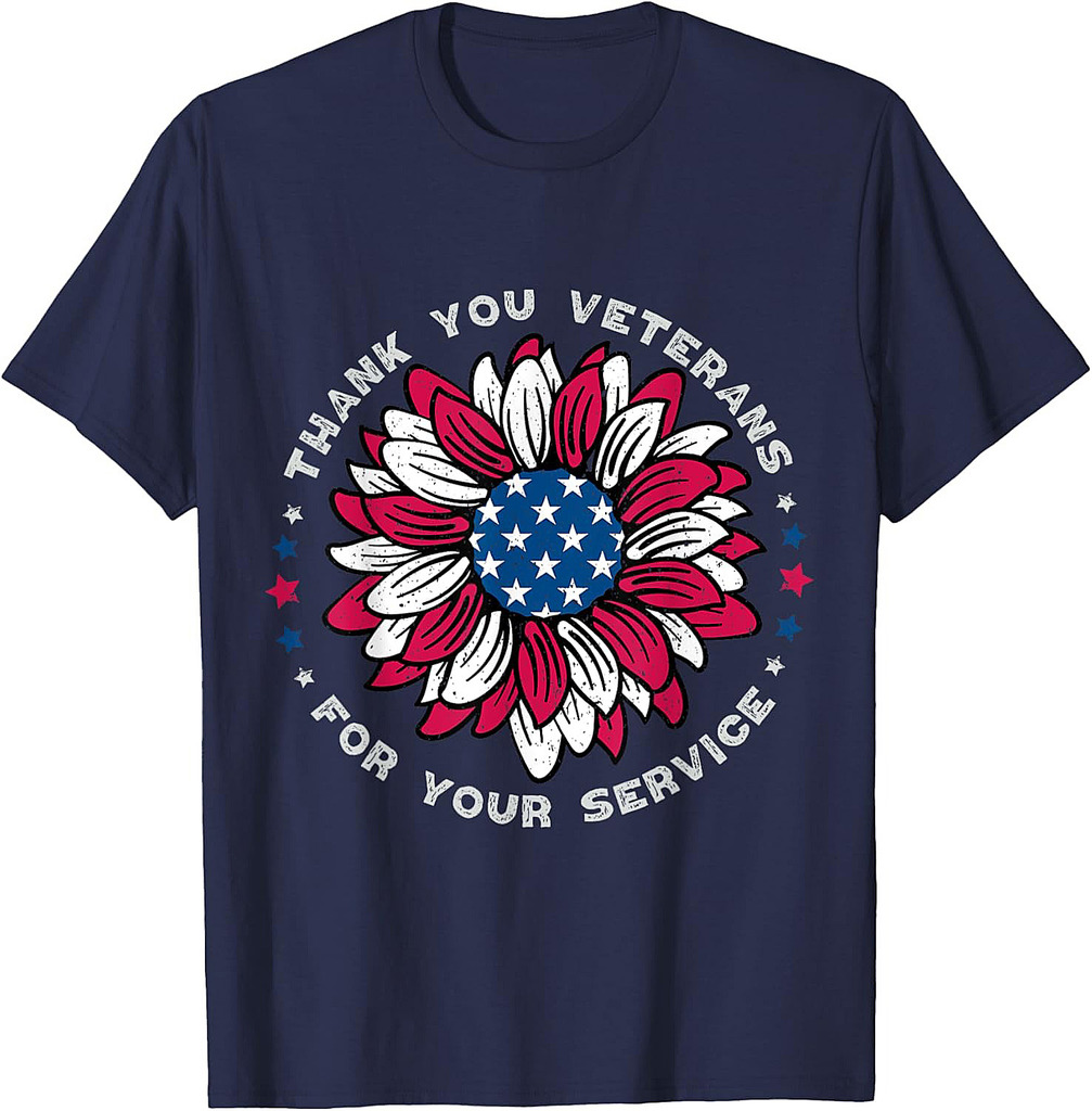 Thank You Veterans Sunflower, Military Veterans Day Tribute T-Shirt
