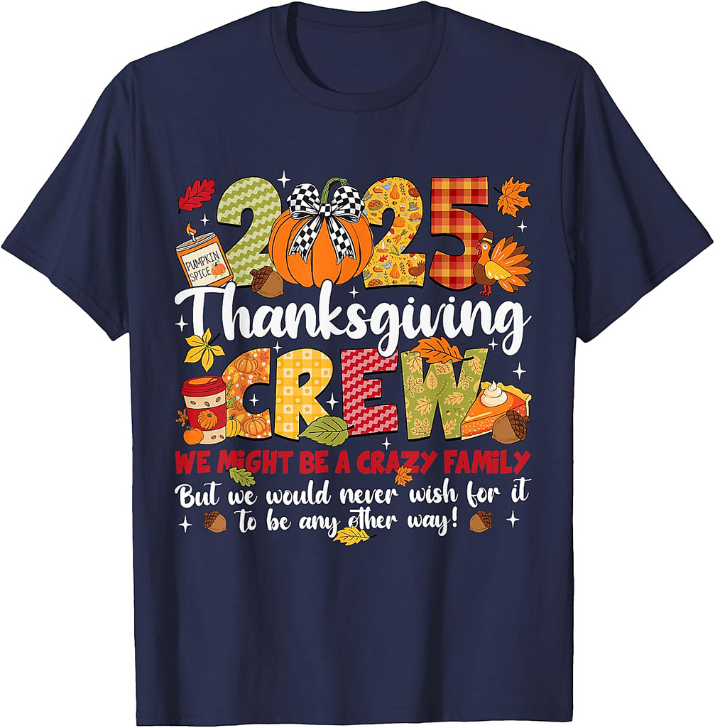 Family Thanksgiving 2025 Thanksgiving Crew Turkey Matching T-Shirt