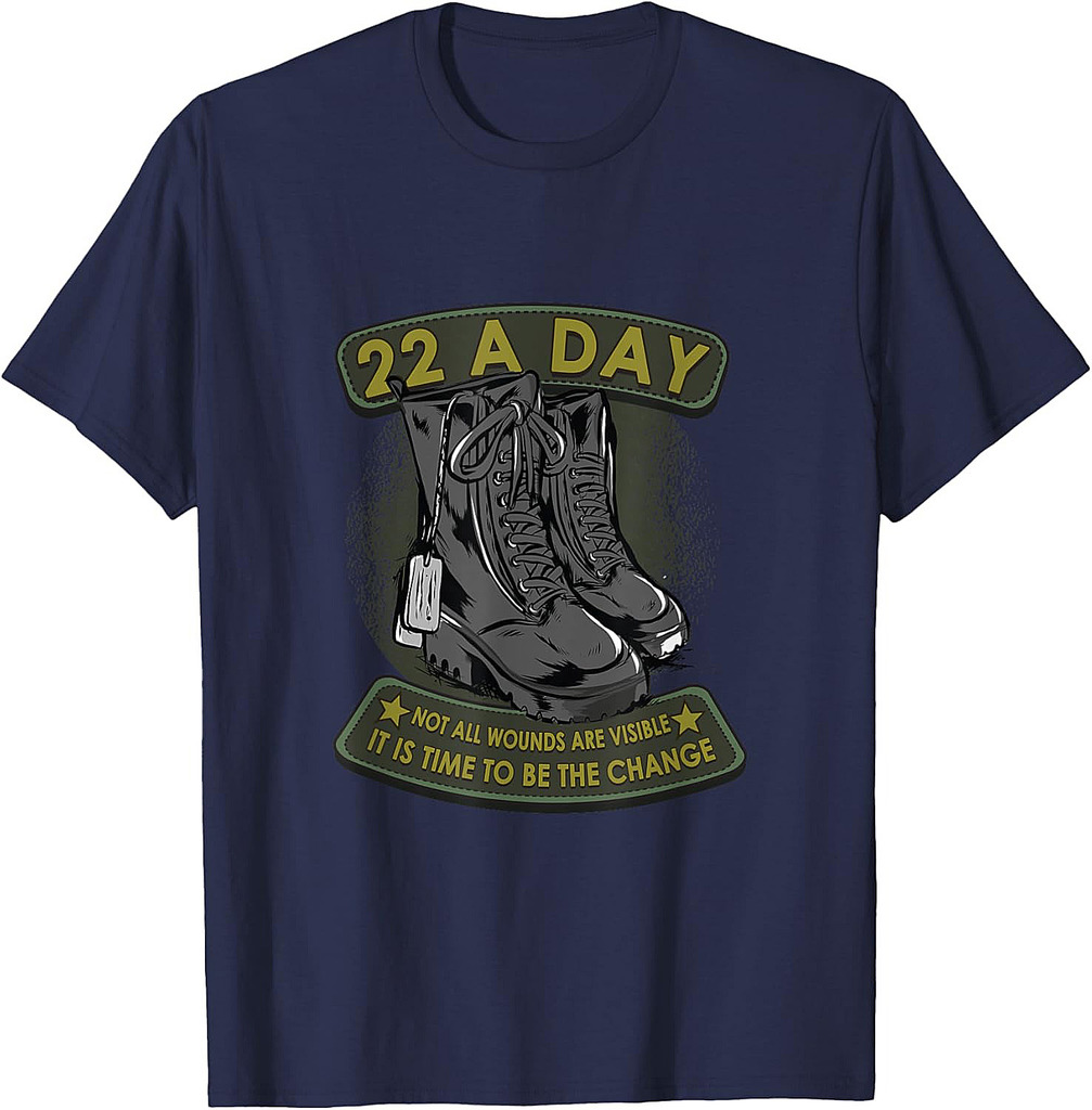 22 A Day Veteran Suicide Apparel It's Time To Be The Change T-Shirt