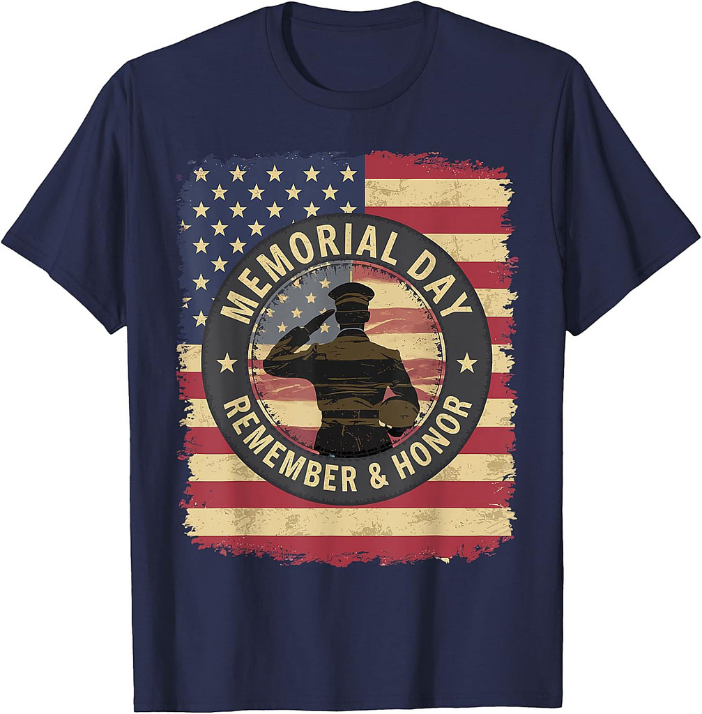 Memorial Day American Flag Remember Honor Veterans T-Shirt