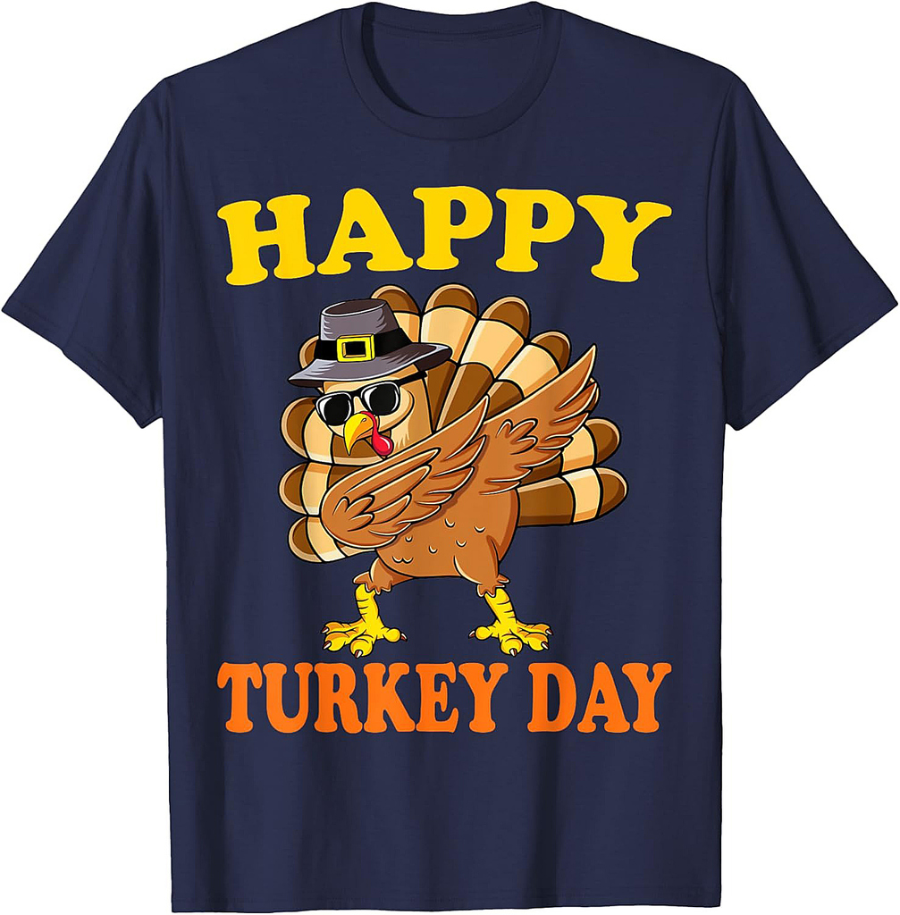 Happy Turkey Day Cute Little Pilgrim Gift Thanksgiving T-Shirt