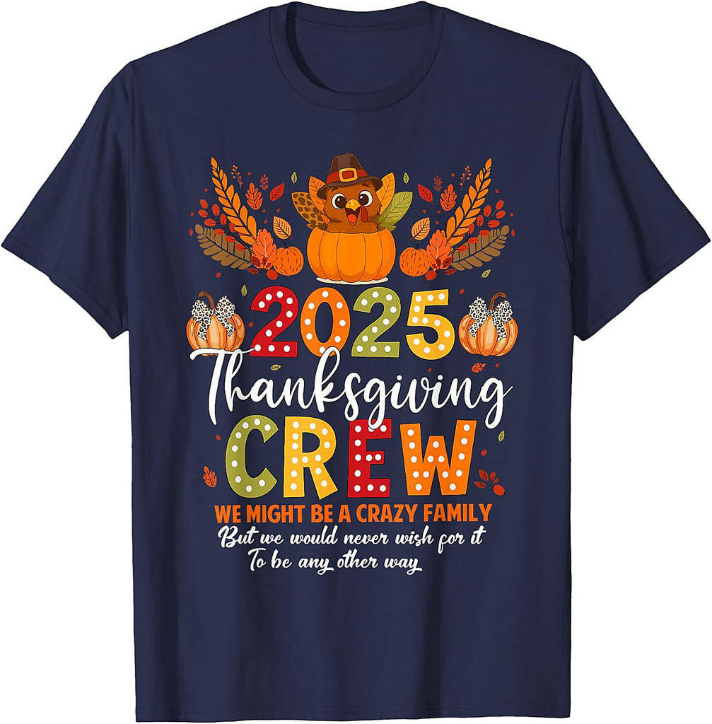 Funny Family Thanksgiving 2025 Turkey Pumpkin Gobble Squad T-Shirt