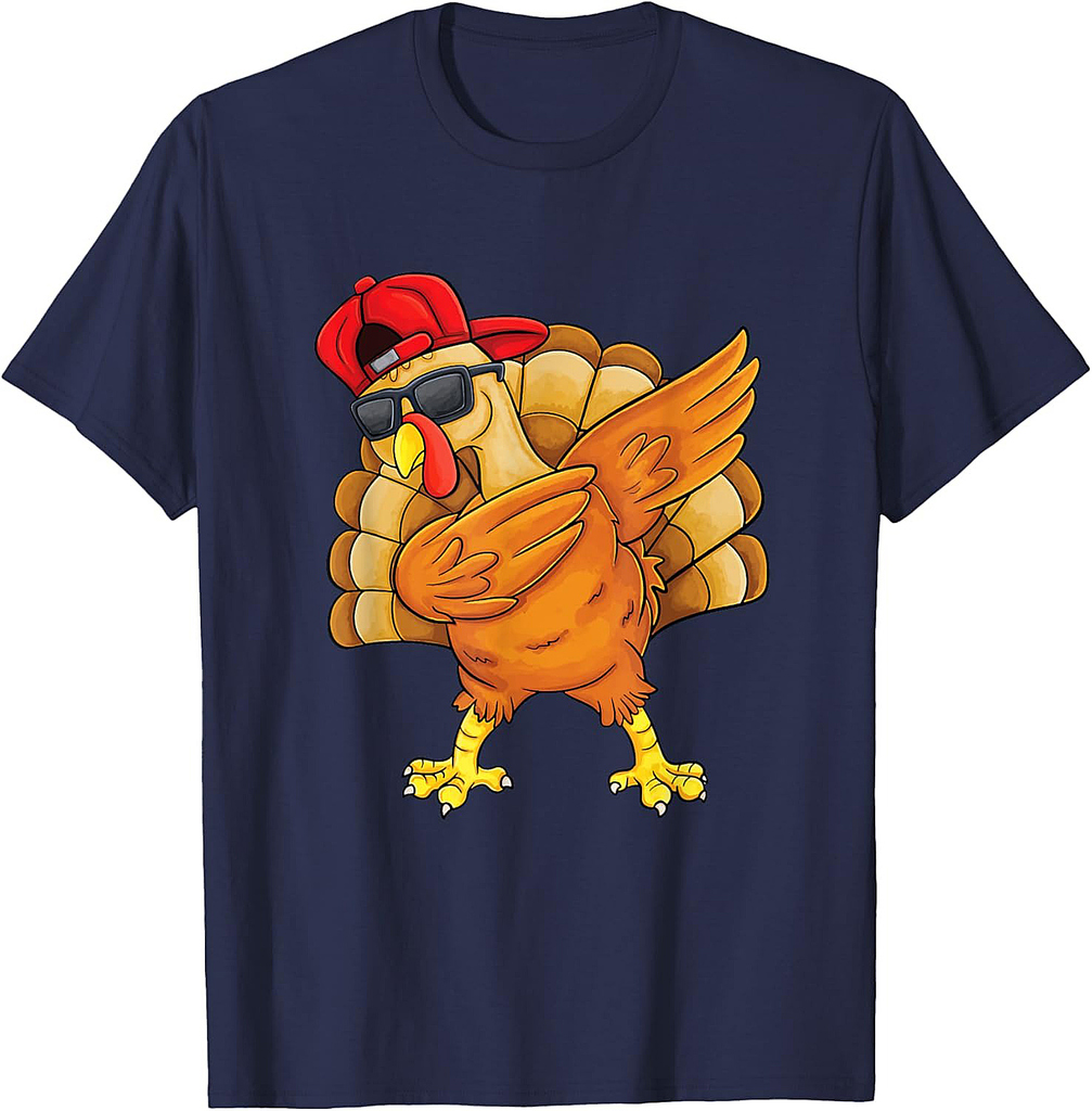 Dabbing Turkey Funny Thanksgiving Boys Men Turkey Day T-Shirt