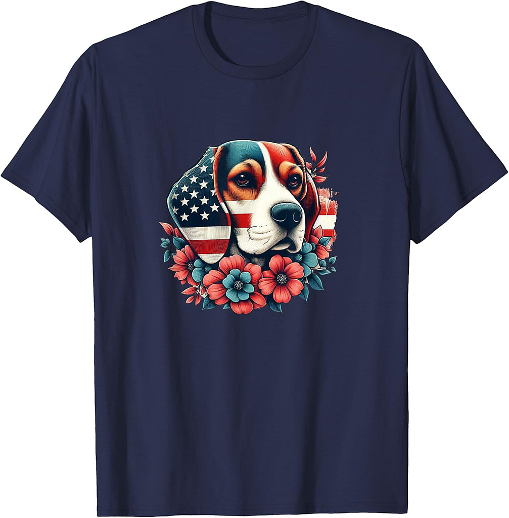 Beagle Shirt Womens American Flag Beagles Lover Beagle T-Shirt