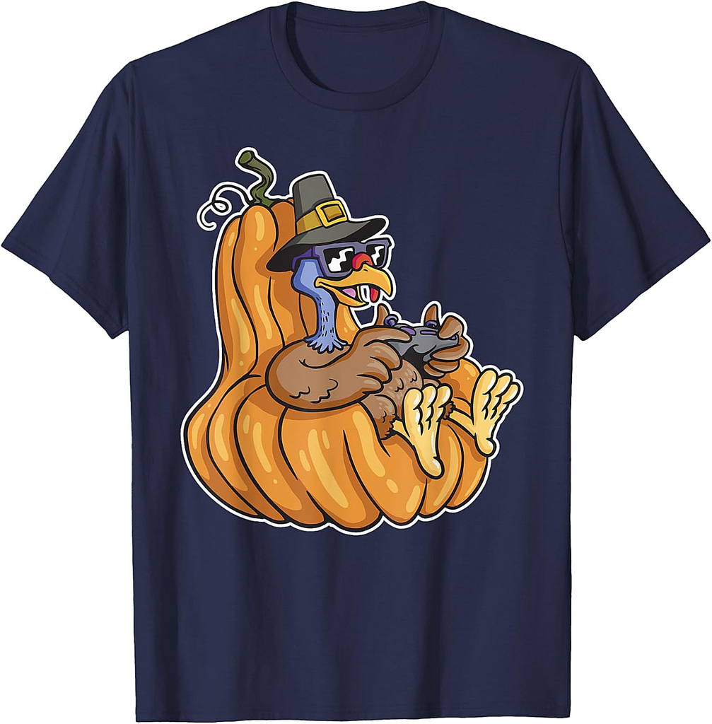 Turkey Gamer Thanksgiving Day Gaming Video-game Gamer T-Shirt