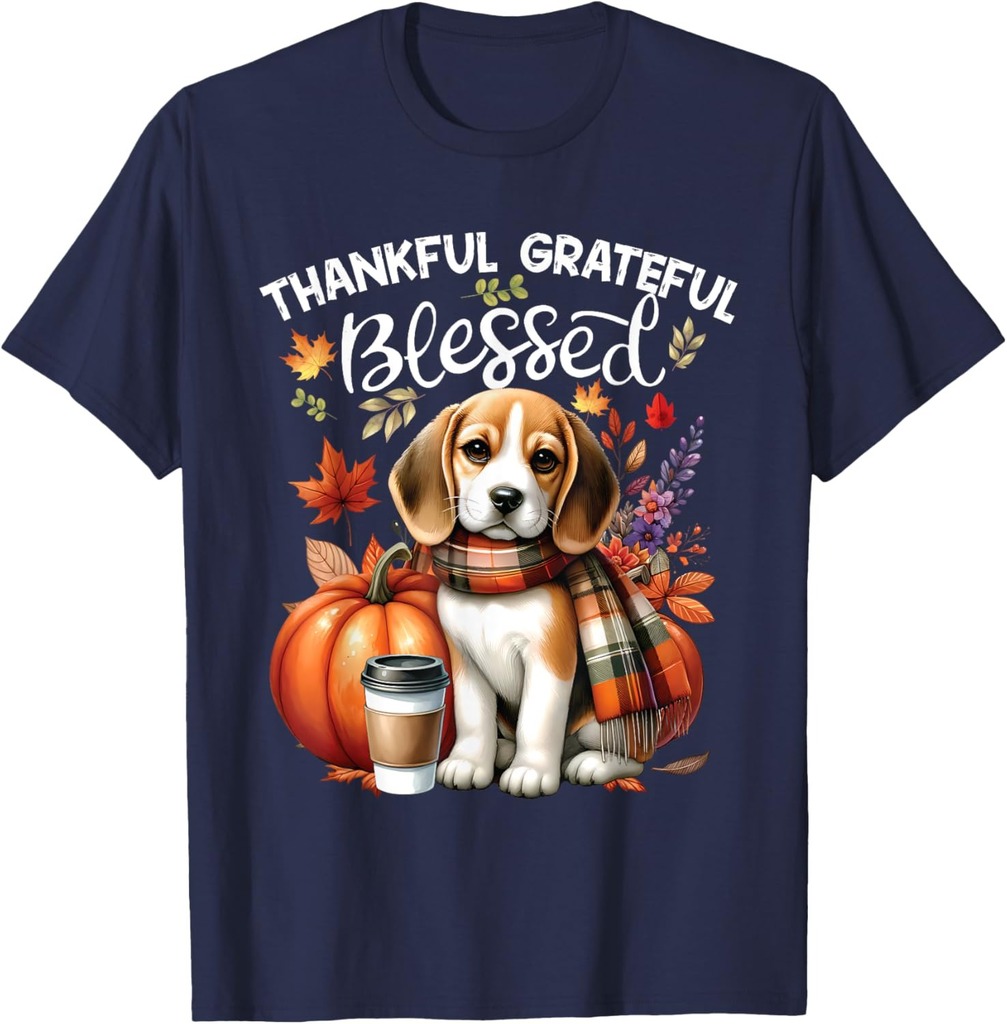 Thankful Grateful Blessed Beagle Dog Happy Fall Y'all Autumn T-Shirt