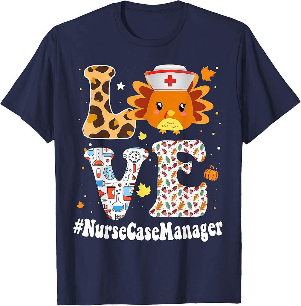 Retro Gobble Gobble Thanksgiving Nurse Case Manager Turkey T-Shirt