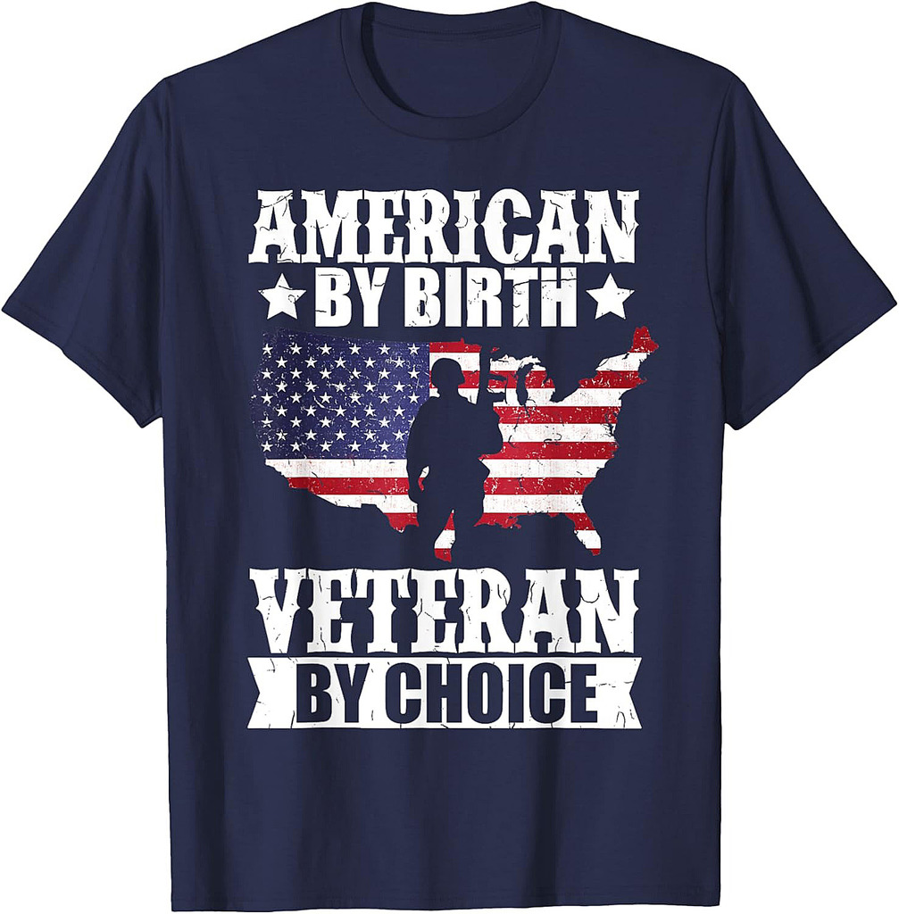 American By Birth Veteran By Choice US Flag Veterans Day T-Shirt