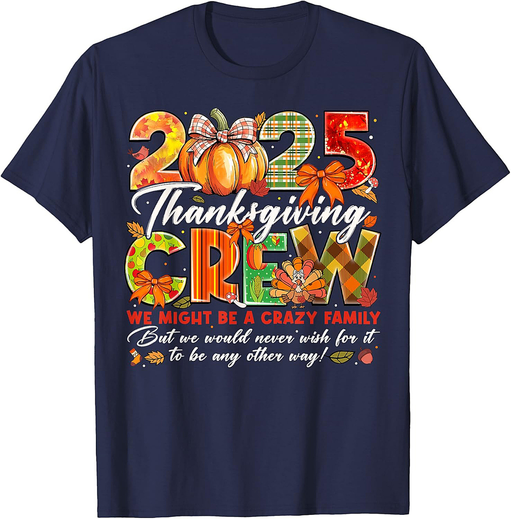 Thanksgiving Crew 2025 Fall Autumn Family Matching Men Women T-Shirt