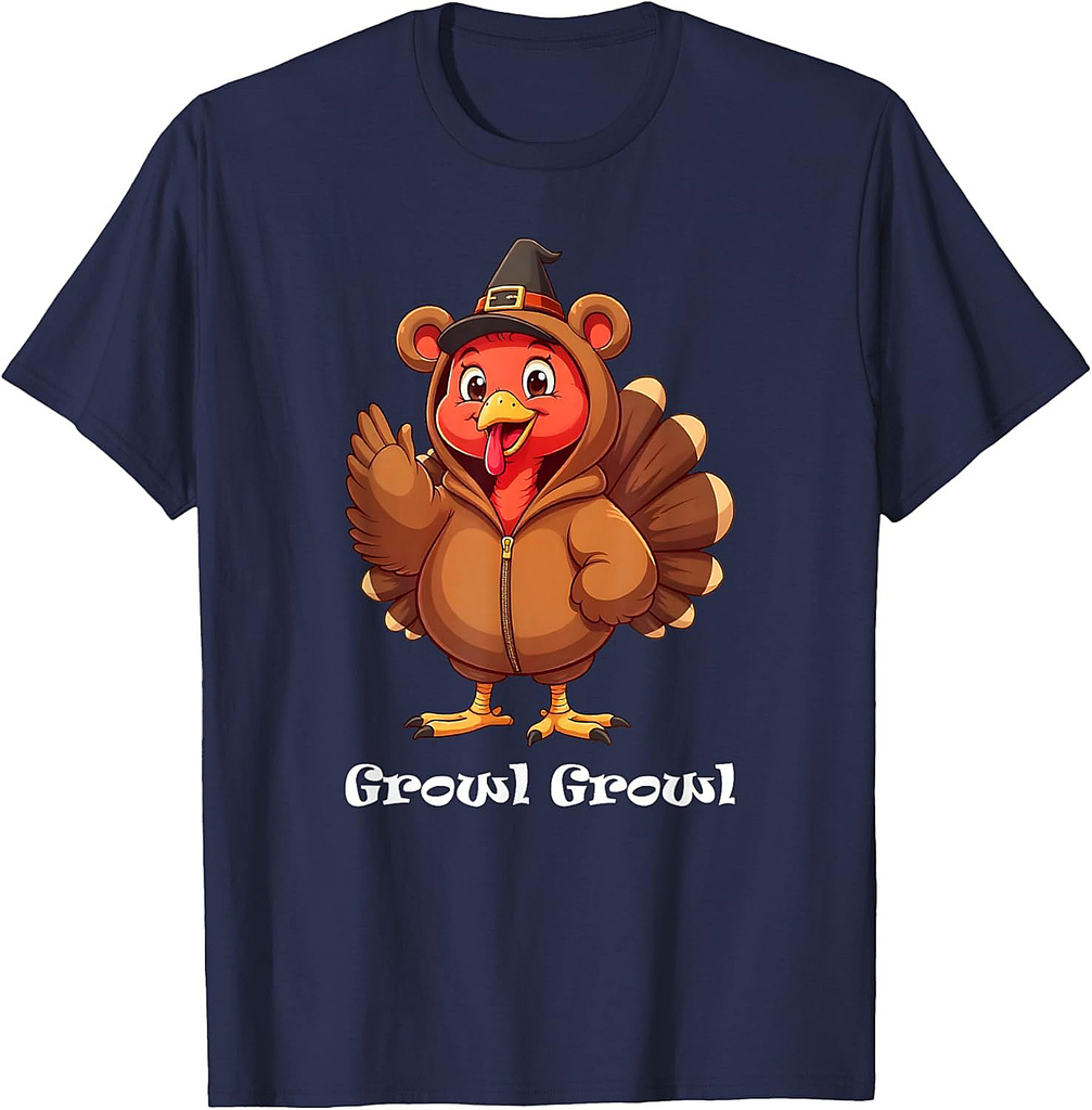 Turkey Costume Bear Growl Fun Thanksgiving Turkey Men T-Shirt
