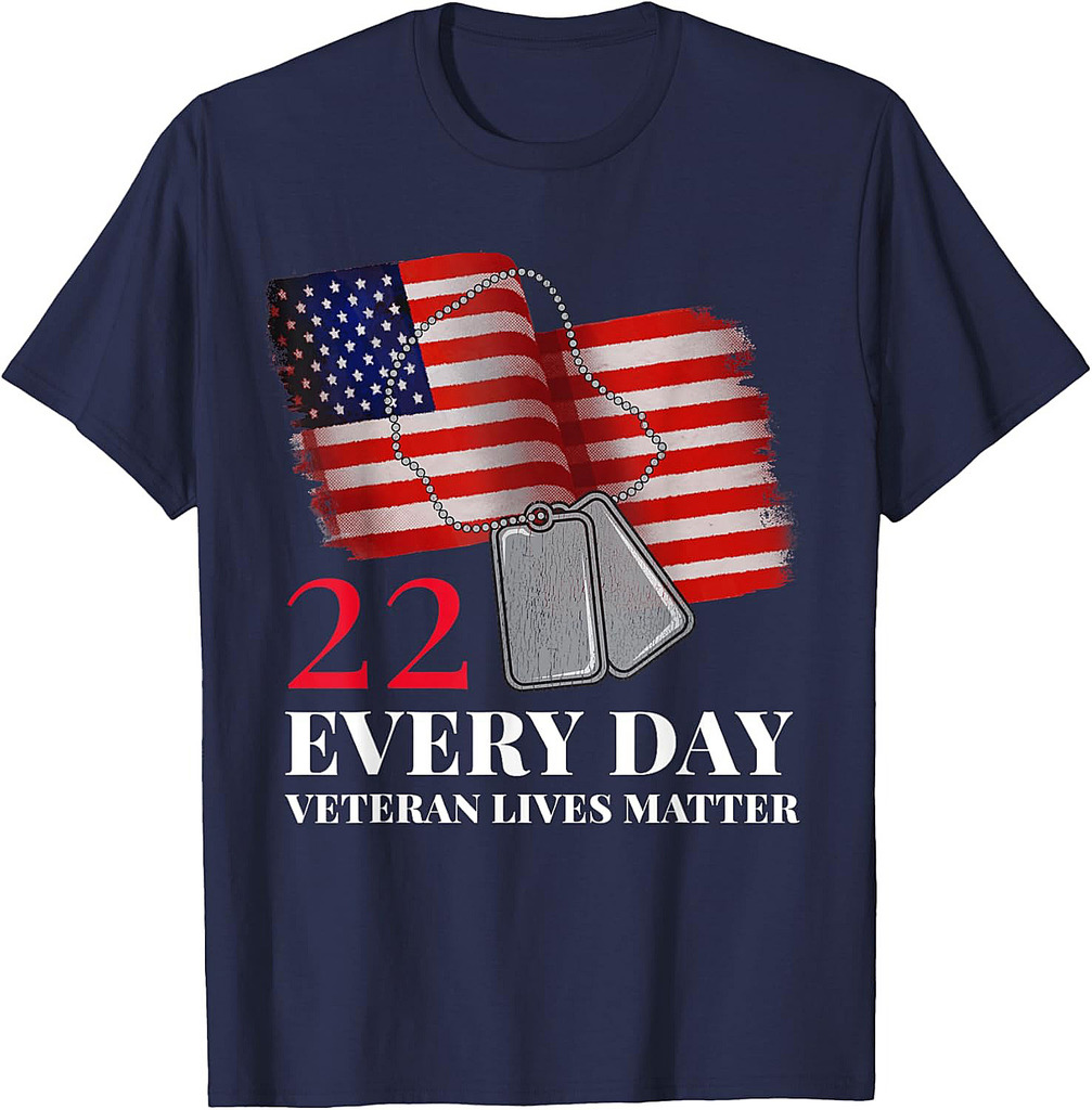 22 Every Day Veteran Lives Matter Veteran Suicide Awareness T-Shirt