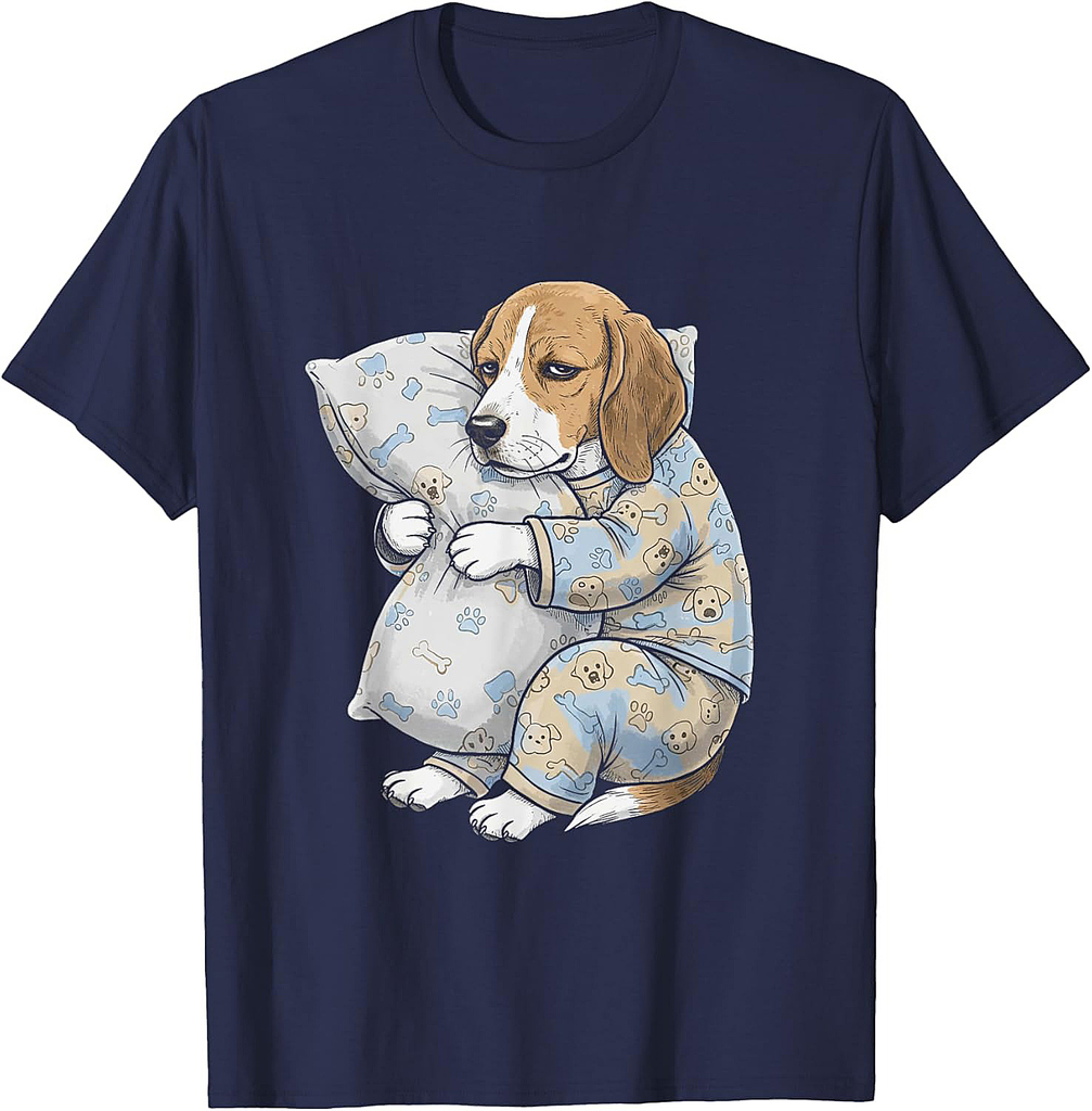 Funny Sleepy Beagle Pajama Men Women T-Shirt