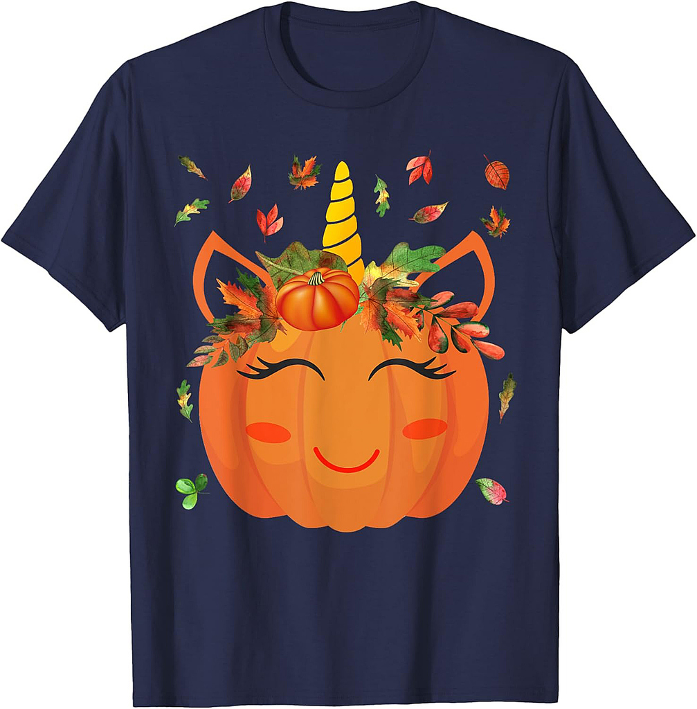 Cute Unicorn Pumpkin Halloween Thanksgiving T-Shirt