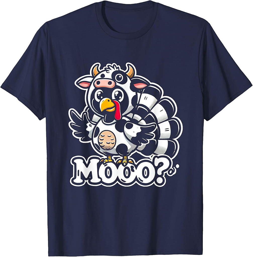 Funny Turkey Cow Moo Thanksgiving Turkey T-Shirt