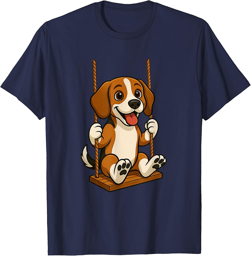 Cute Cartoon Beagle on a Swing T-Shirt