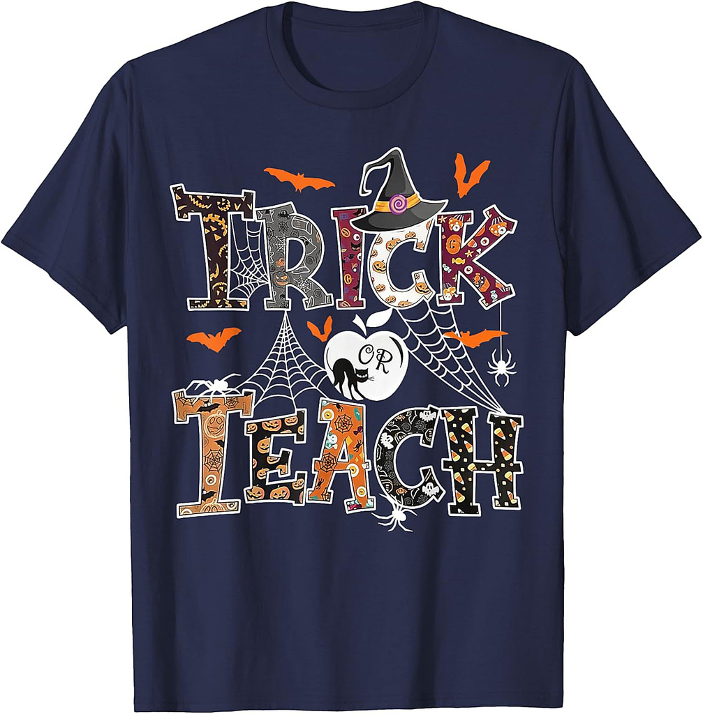 Fall Holiday Thanksgiving Halloween Teacher Trick Or Teach T-Shirt