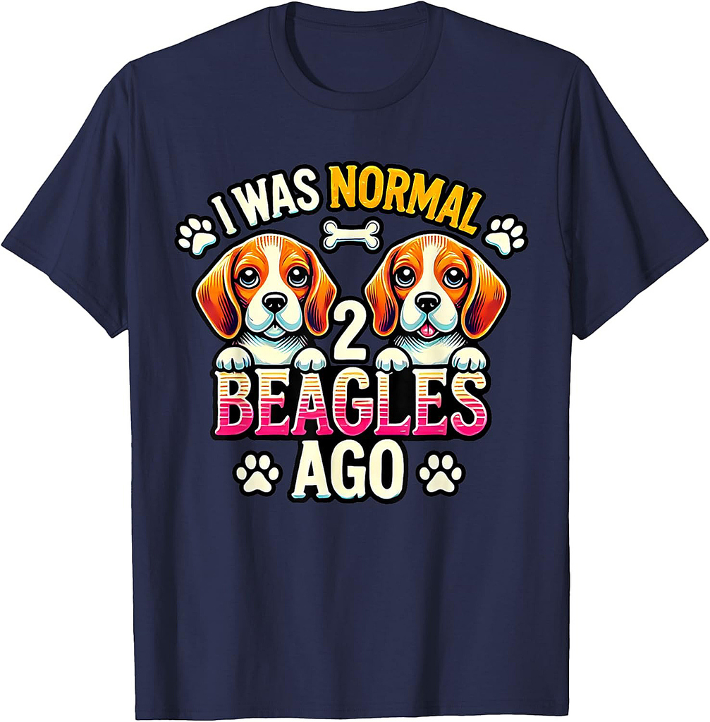 I Was Normal 2 Beagles Ago Funny Cute Beagle Lover Dog Puppy T-Shirt for Men Women
