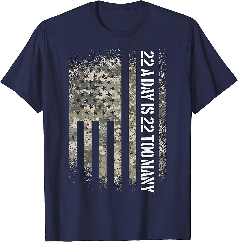 Veteran Suicide Awareness USA Flag 22 A Day Is 22 Too Many T-Shirt