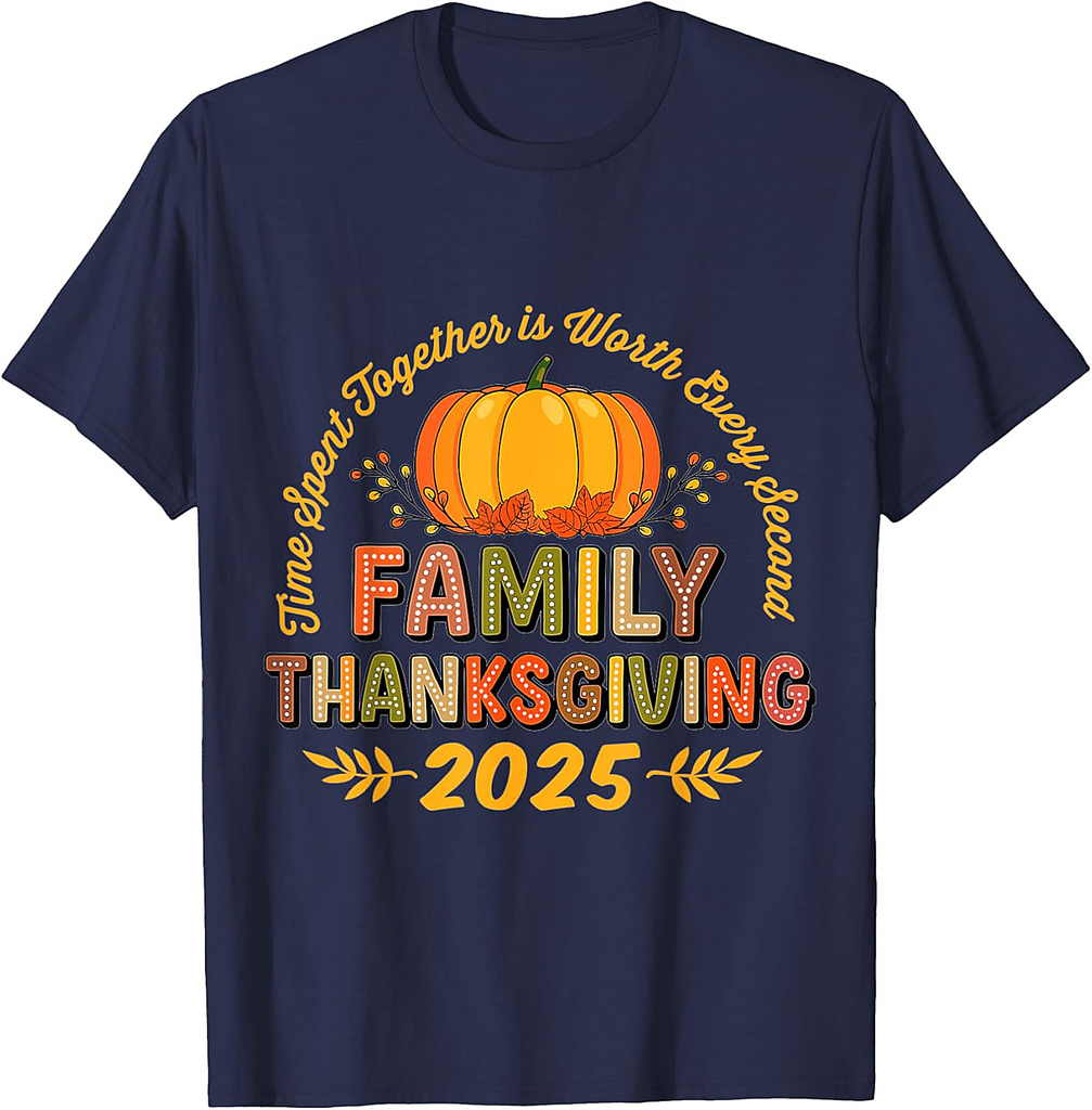 Family Thanksgiving 2025 Crew Pumpkin Turkey Group Matching T-Shirt