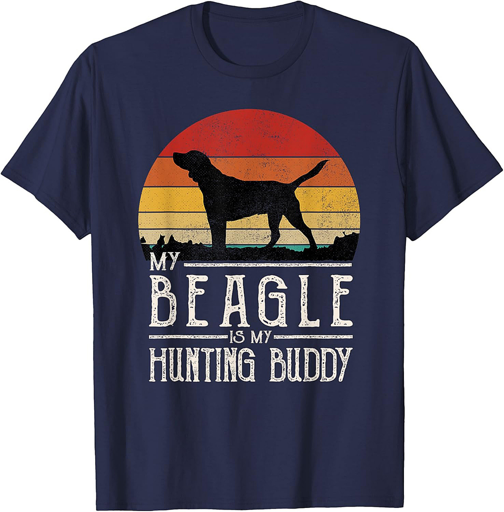 Vintage Sunset Hunting Dog Beagle T-Shirt