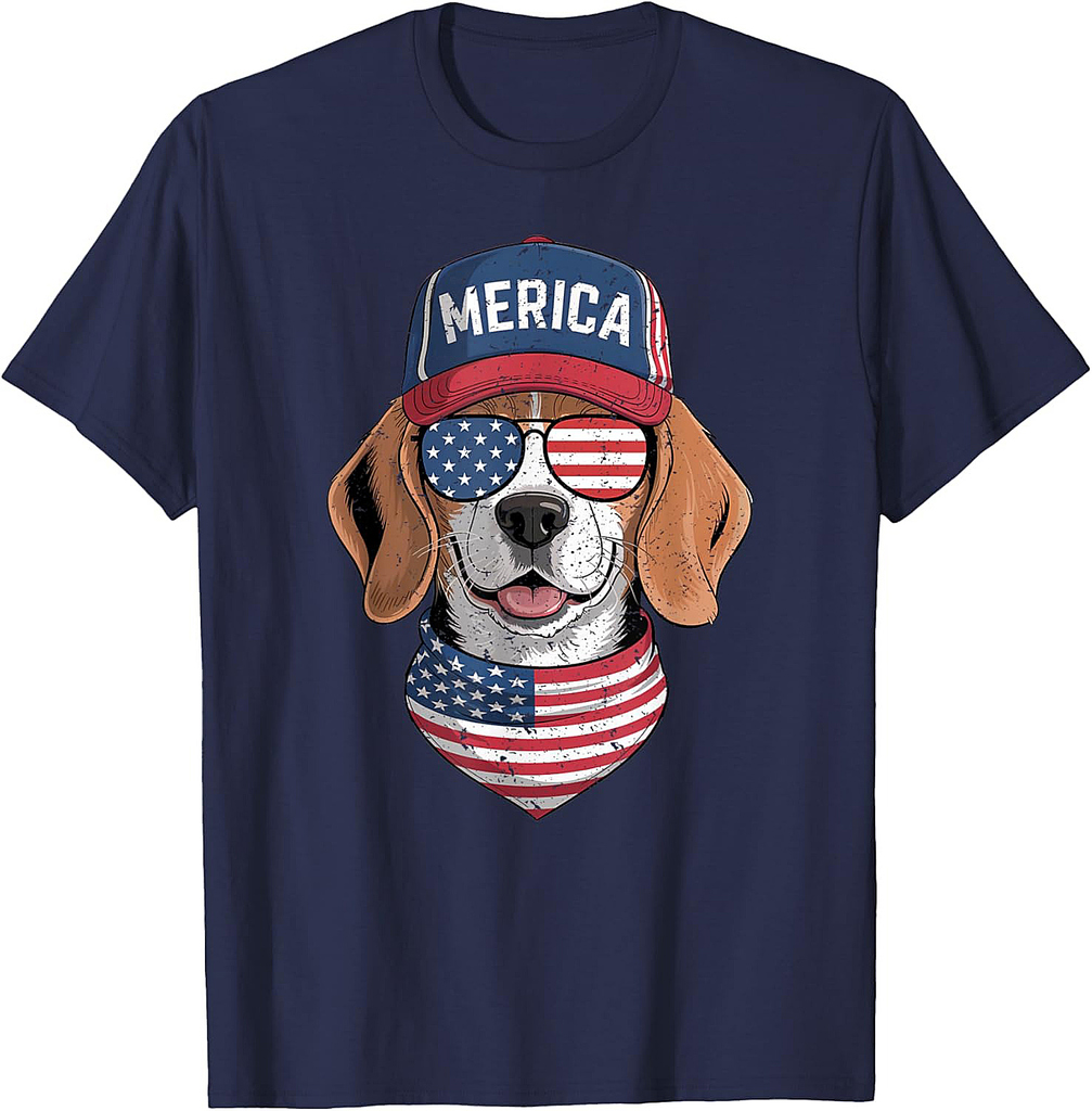 Beagle 4th of July US American Flag Dog Patriotic Men Women T-Shirt