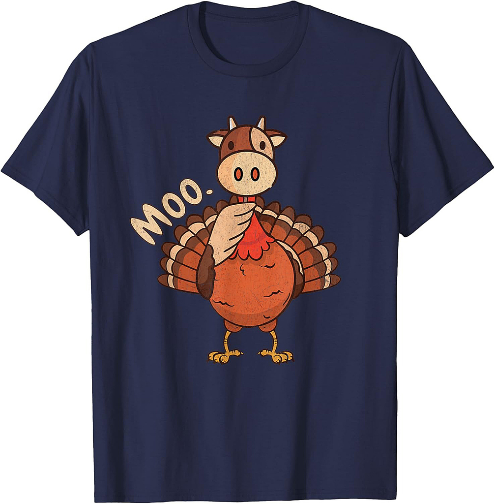 Turkey Moo Fake Cow Turkey Funny Thanksgiving T-Shirt