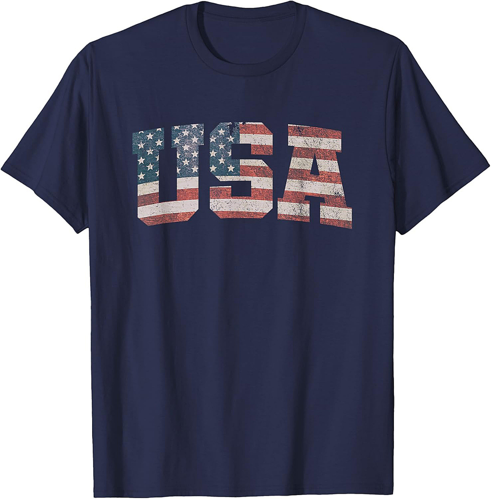 USA US Flag Patriotic 4th of July America Women Girls Men T-Shirt